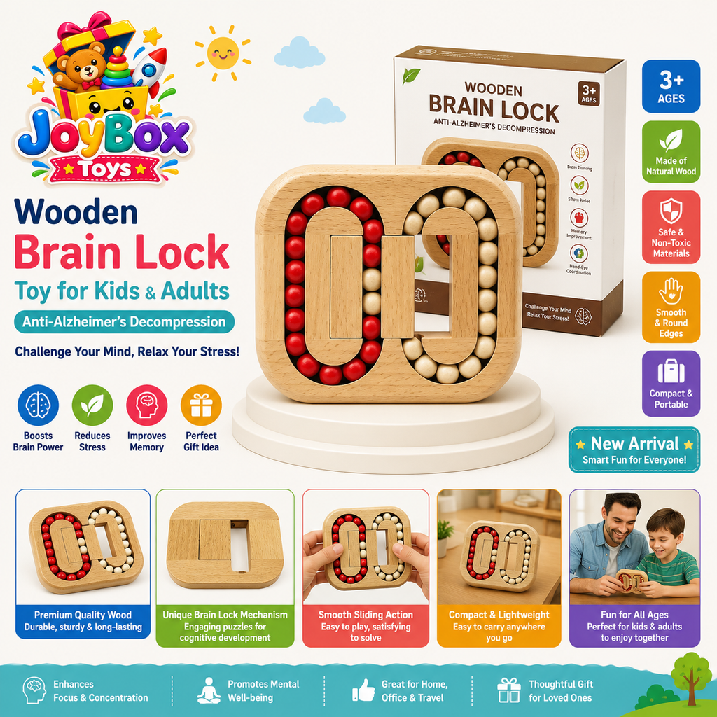 Wooden Brain Lock Puzzle for Kids & Adults | Brain Teaser & Fidget Stress Relief Toy