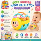 Soft Rubber Baby Rattle Toy | Easy-Grip Sensory Teether Rattle for Babies