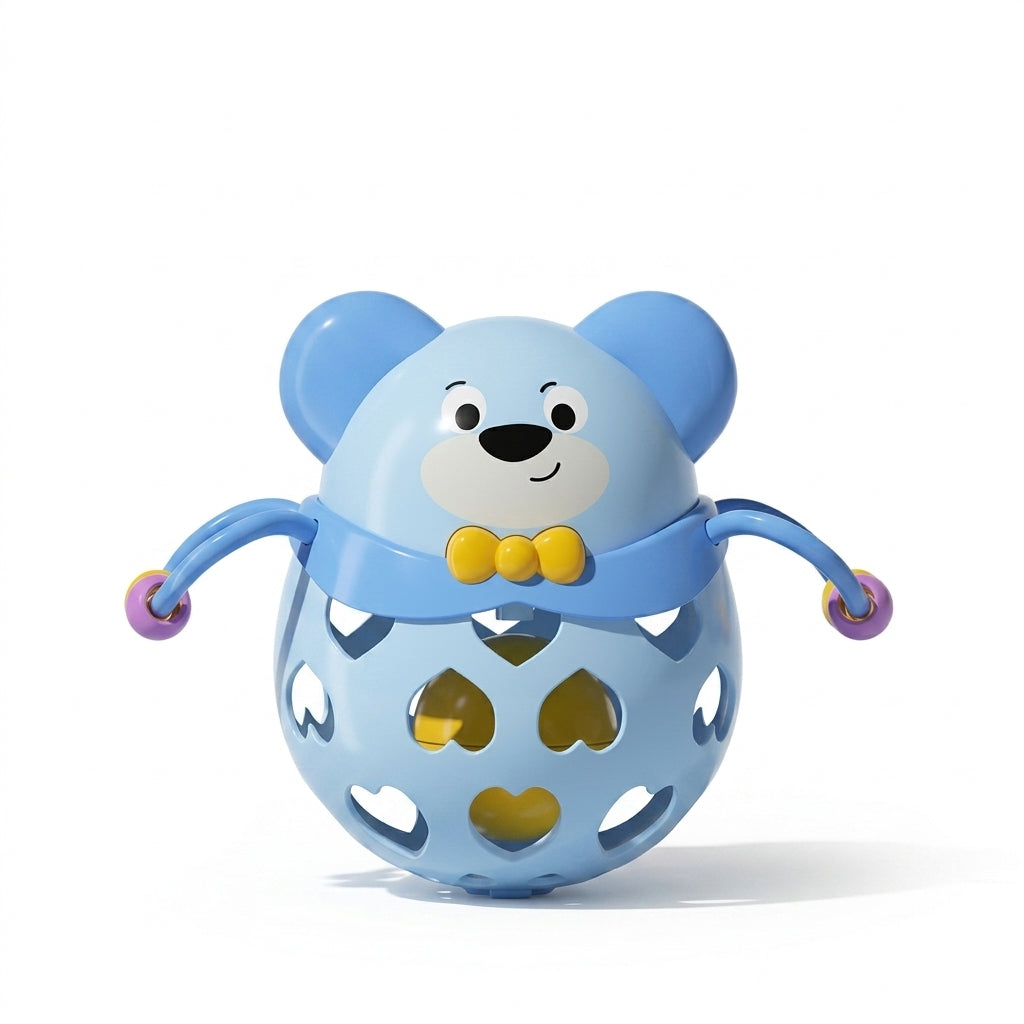 Soft Rubber Baby Rattle Toy | Easy-Grip Sensory Teether Rattle for Babies