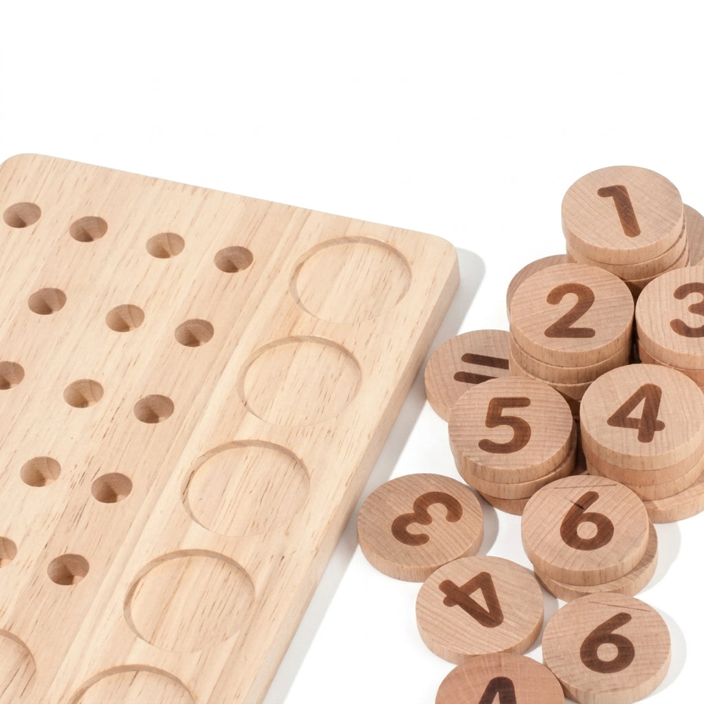 10-Digit Wooden Counting Toy for Kids | Colorful Math Learning & Addition Subtraction Toy