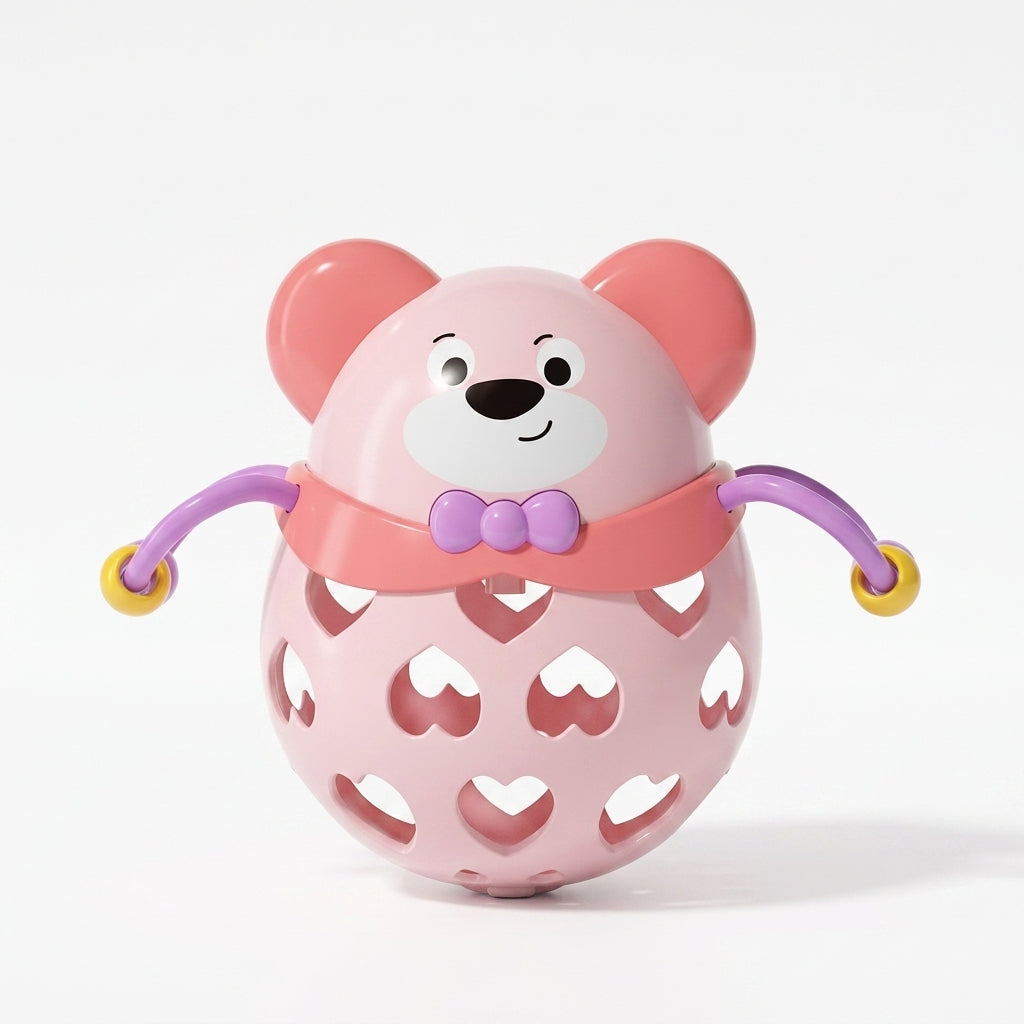 Soft Rubber Baby Rattle Toy | Easy-Grip Sensory Teether Rattle for Babies