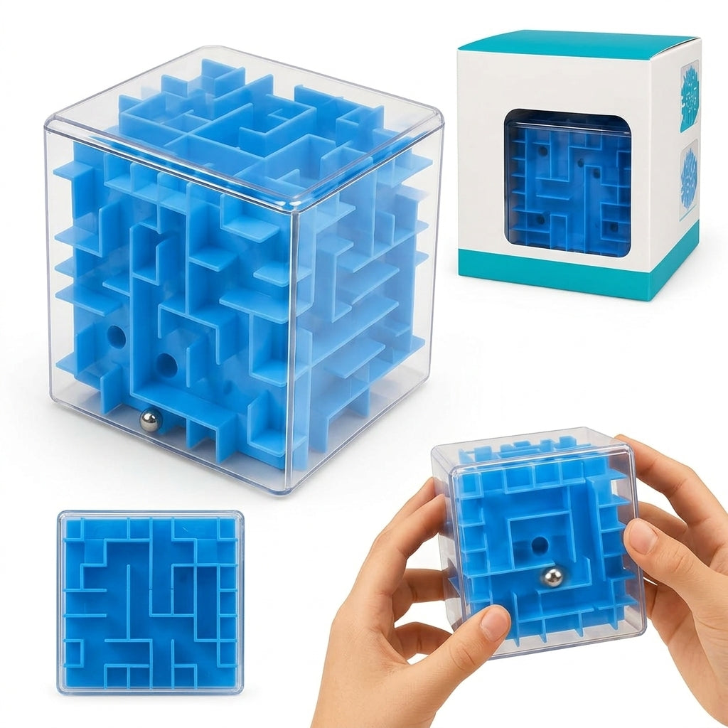 3D Rubik’s Maze Puzzle Toy for Kids | Blue 6cm Brain Teaser | Educational Learning Toy